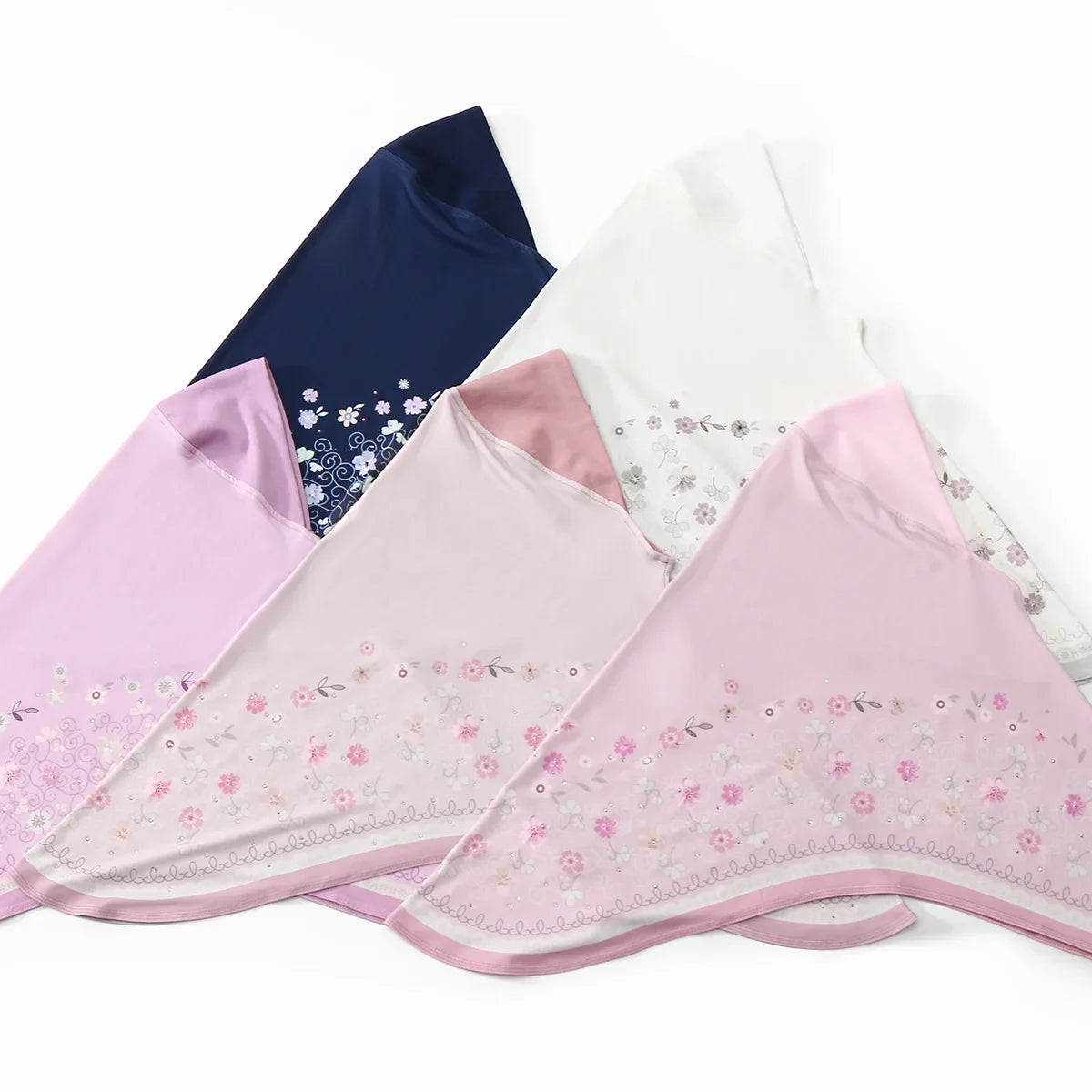 Hijab Donna Stile Malese – Sciarpa Floreale Elegante con Strass, Design Italian Style